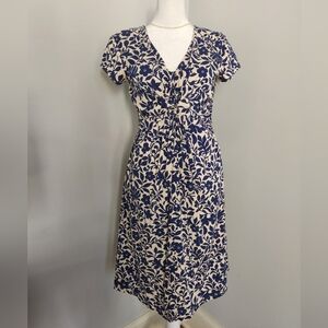 Garnet Hill Navy and Cream Floral Midi Dress 4